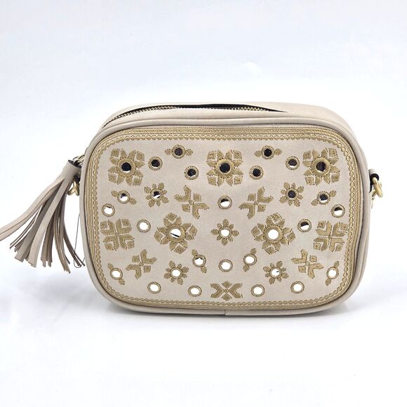Patricia Nash Josie Small Crossbody Leather Bag Purse Greek Mirror Embroidery - Picture 3 of 10